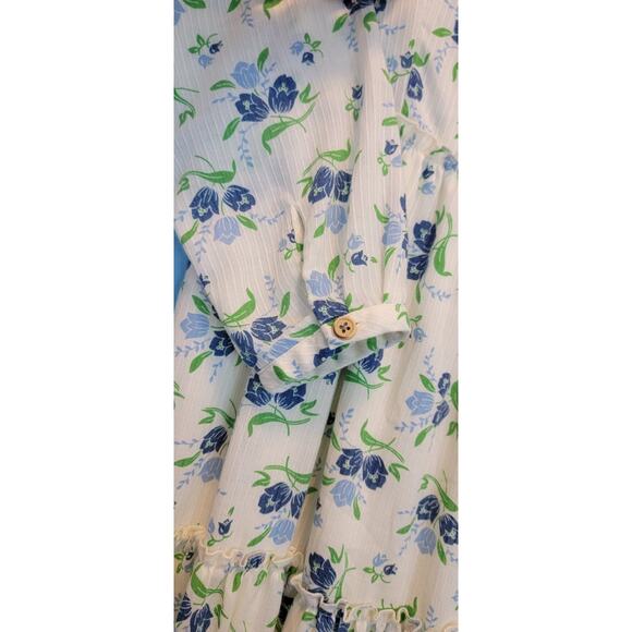 Sweet Baby Jamie Ivory Floral Print Tiered 3/4 Sleeve Midi Dress Size Medium - Picture 10 of 15